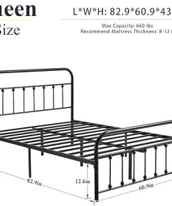 VECELO Queen Size Metal Bed Frame with Headboard and Footboard 2
