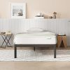 MUTICOR King Bed Frame Velvet Headboard Upholstered No Box Spring 4