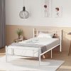 Twin Size Metal Bed Frame with Headboard and Footboard for Storage