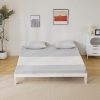 Full Size Upholstered Platform Bed with Solid Wood Frame Beige 3