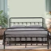 Queen Size Metal Platform Bed Frame with Headboard and Storage