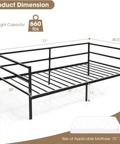 Multifunctional Twin Metal Daybed Frame with Heavy-Duty Steel Slats 2