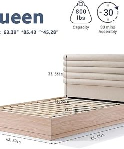 Merax Queen Bed Frame with Upholstered Headboard and Silent Slats 2