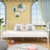 Full Size Upholstered Platform Bed with Solid Wood Frame Beige 4