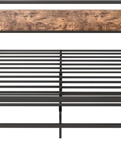 King Bed Frame with Wood Headboard and Metal Platform Support 2