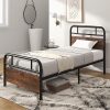 Beige Velvet Full Size Upholstered Bed Frame with Adjustable Headboard 3