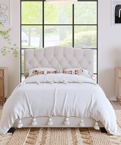 Tufted Button Trim Full Size Bed Frame with Upholstered Headboard
