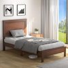 Queen Size Upholstered Platform Bed Frame with Wing Headboard 4