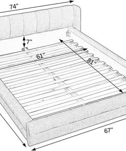 KEIKI Queen Chenille Bed Frame with Upholstered Tufted Headboard 2