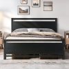 Queen Bed Frame with Storage Drawers, Tufted Headboard and LED Lights 4
