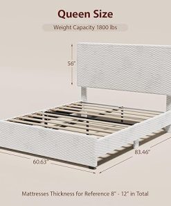 Queen Size Bed Frame with Storage Headboard and LED Lights 2