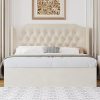 Queen Size Bed Frame with Charging Station LED Lights Adjustable Headboard 3