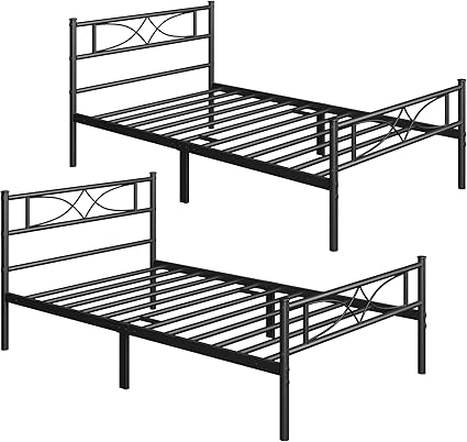 Yaheetech 2PCS Metal Bed Frame with Curved Headboard and Footboard 2 Yaheetech 2PCS Metal Bed Frame with Curved Headboard and Footboard - Image 2