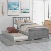Merax Twin Size Wood Platform Bed Frame with Desk and Bookshelf 3