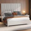 Full Size Bed Frame with Marshmallow Headboard and Storage Drawers  
Upholstered Platform Bed with Four Drawers for Organized Storage  
Metal Bed Frame with LED Lights and Charging Station No Box Springs  
Gray Bed Frame No Box Springs with LED Lights and Charging Station 4