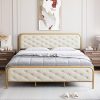 King Size Bed Frame Steel Platform with Wood Headboard and Footboard 3 King Size Bed Frame Steel Platform with Wood Headboard and Footboard 3
