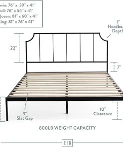 Edenbrook Black Metal Platform Bed with Vertical Bar Headboard Queen 2