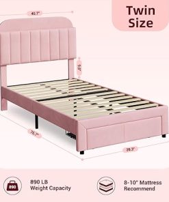Twin Bed Frame Set for Kids with Storage Drawer and Bookcase Headboard 2