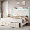 Floating Bed Frame Full with Hidden Storage and LED Charging Station 4