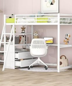 Bellemave Twin Loft Bed with Desk and Storage for Kids and Adults 2