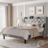Rolanstar Twin Bed Frame with Storage Headboard and LED Lights 4