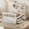 KOMFOTT Twin Over Twin Solid Wood Bunk Bed with Ladder and Guardrails 4