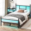 Rolanstar Twin Bed Frame with USB Charging and Storage Headboard 3