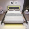 Queen Size Metal Bed Frame with Headboard and Charging Station 3