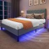 VINGLI Queen Wood Platform Bed with 4 Drawers and Headboard 4