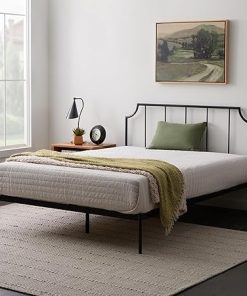 Edenbrook Black Metal Platform Bed with Vertical Bar Headboard Queen