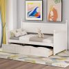 Wood Daybed with Three Drawers Twin Size Sofa Bed Frame White