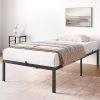 Twin Metal Bed Frame with Vintage Headboard and Large Storage Black 4