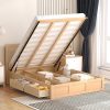 Grey Full Bed Frame with 4 Storage Drawers and Wooden Slats Support 4
