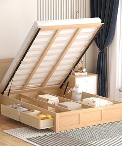 Full Size Lift Up Storage Bed Frame with Drawers for Bedrooms