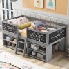 Upholstered Daybed with Trundle and USB Charging for Living Room Gray 3