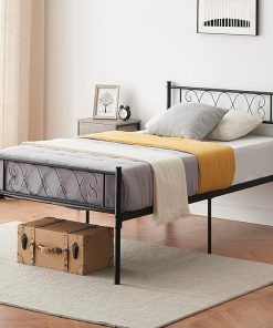 Sturdy Twin Bed Frame with Headboard and Footboard for Storage