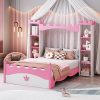 Natural Rubber Wood Queen Bed Frame with Rattan Headboard in Espresso 4
