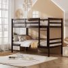 KOMFOTT Wood Twin Over Twin Bunk Bed with Ladder and Safety Guardrail