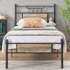 VECELO Twin Size Bed Frame with Wood Headboard and Steel Slats