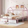 Wood Twin Low Loft Bed with Slide and Ladder for Kids (White Oak) 4