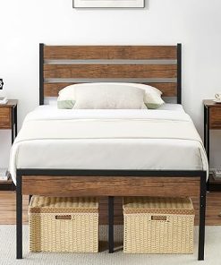 Alkmaar 12 Inch Twin Size Bed Frame with Headboard No Box Spring