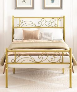 Weehom Twin Platform Bed Frame Flower Design Strong Metal Support