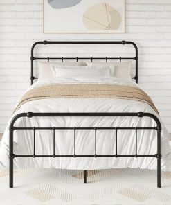 King Platform Bed Frame with 18 Inch Storage and Easy Setup Black