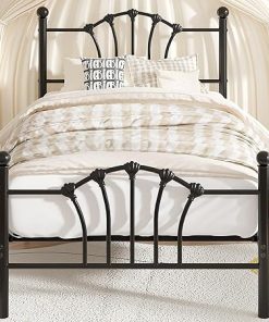 VECELO Twin Size Bed Frame with Headboard and Footboard Black 2