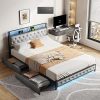 Wood Queen Bed Frame with Headboard and Footboard Farmhouse Style 3