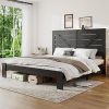 Farmhouse King Bed Frame with Storage Headboard and LED Lights 3