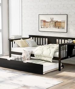 Harper Bright Twin Daybed with Trundle Wood Frame for Kids and Guests