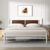 California King Bed Frame Rustic Wood Headboard Heavy Duty Steel