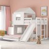 Merax Twin Over Full Bunk Bed with Slide and Playhouse for Kids