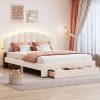Queen Size Wood Platform Bed Frame with 2 Storage Drawers Natural 3